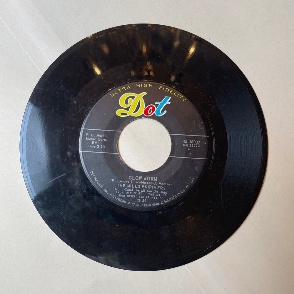 The Mills Brothers 45 RPM‎ Record Dot Ultra High Fidelity Glow Worm Paper Doll